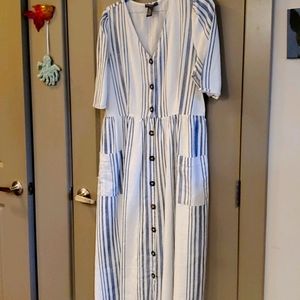 White and blue striped dress,